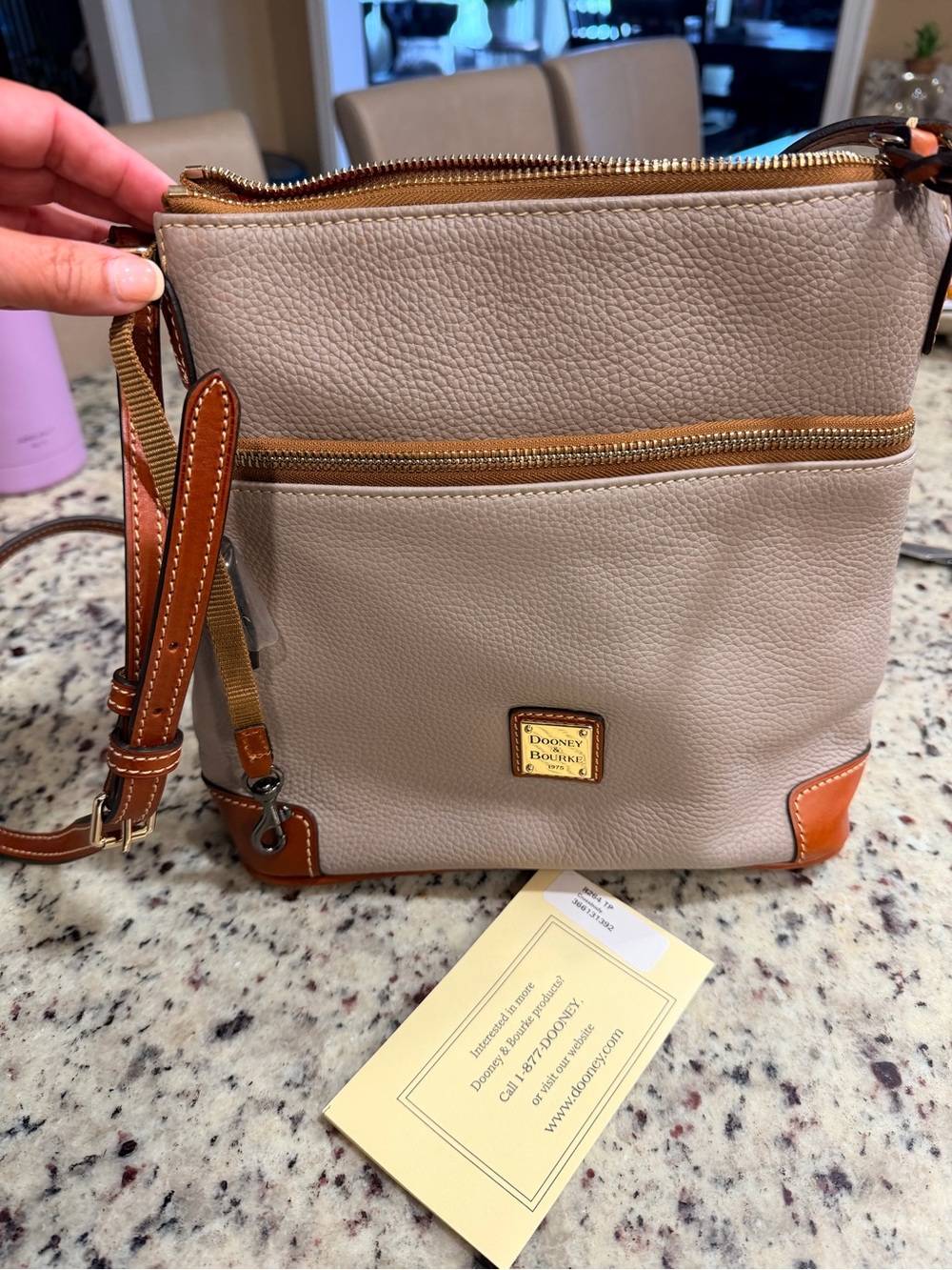 Dooney & Bourke Taupe and Tan Leather Crossbody